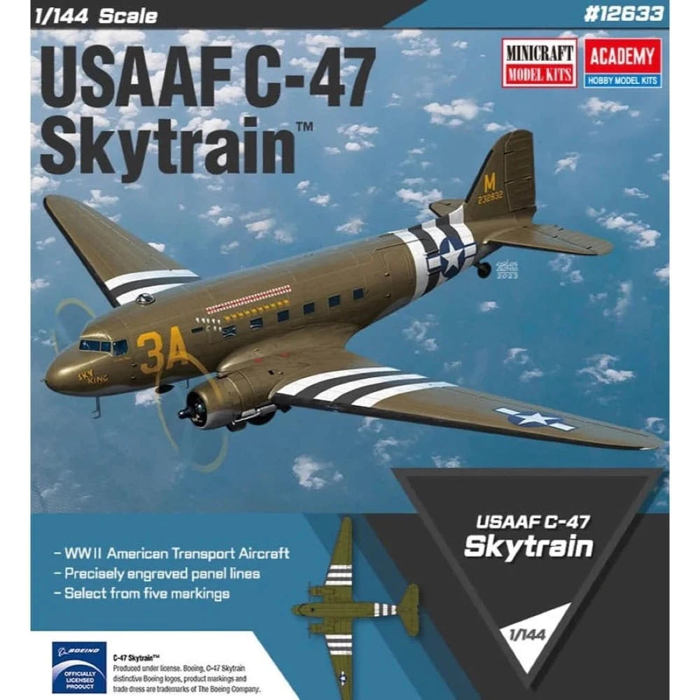 Academy 1/144 USAAF C - 47 Skytrain Plastic Model Kit - Hobbytech Toys