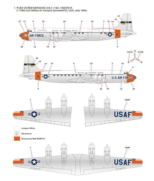 Academy 1/144 USAF C-118 Liftmaster Plastic Model Kit - Hobbytech Toys