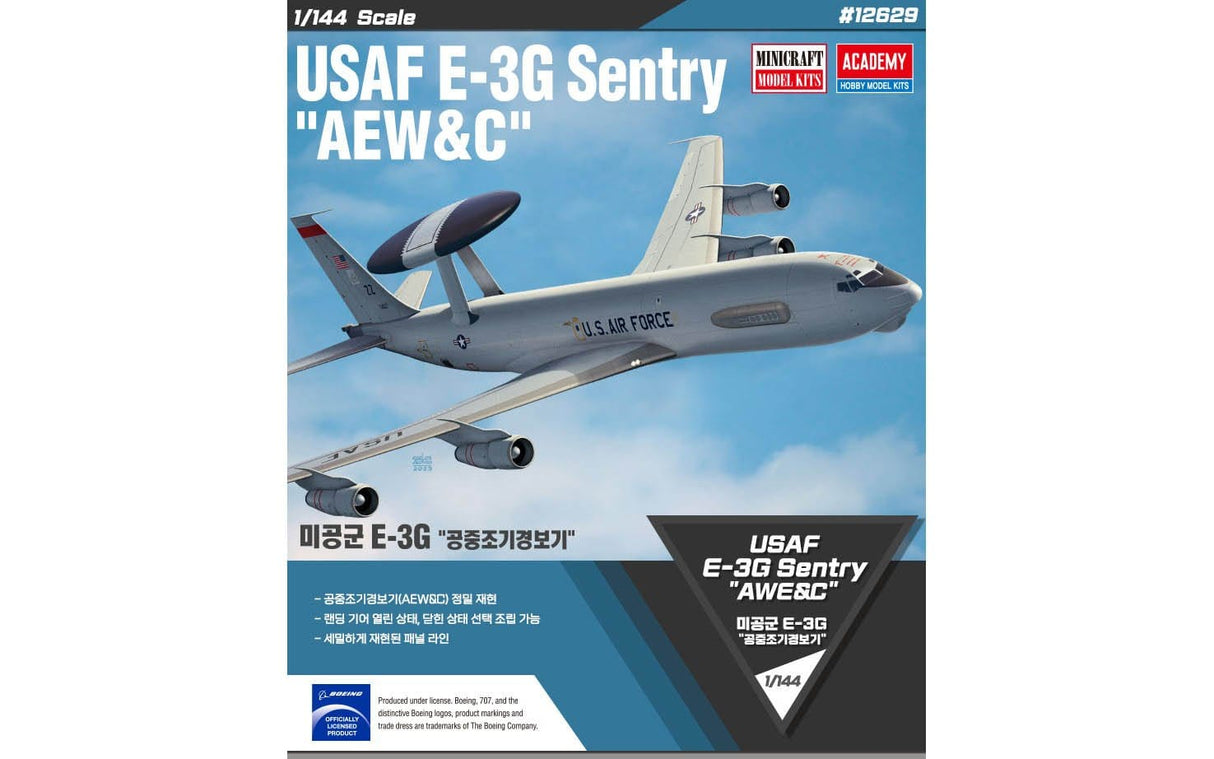 Academy 1/144 USAF E - 3G Sentry AEW&C Plastic Model Kit - Hobbytech Toys
