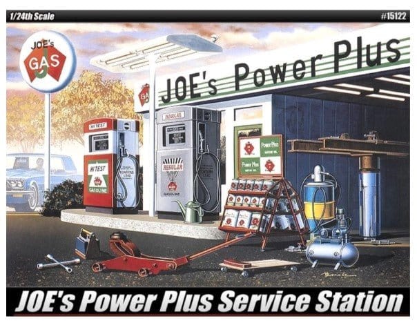 Academy 1/24 Joe's Power Plus Gas Service Station Le: Plastic Model Kit - Hobbytech Toys