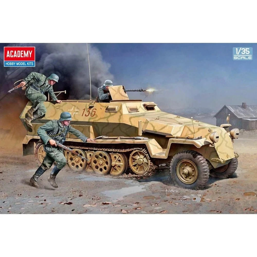 Academy 1/35 German Sd.kfz.251 Ausf.C Plastic Model Kit - Hobbytech Toys