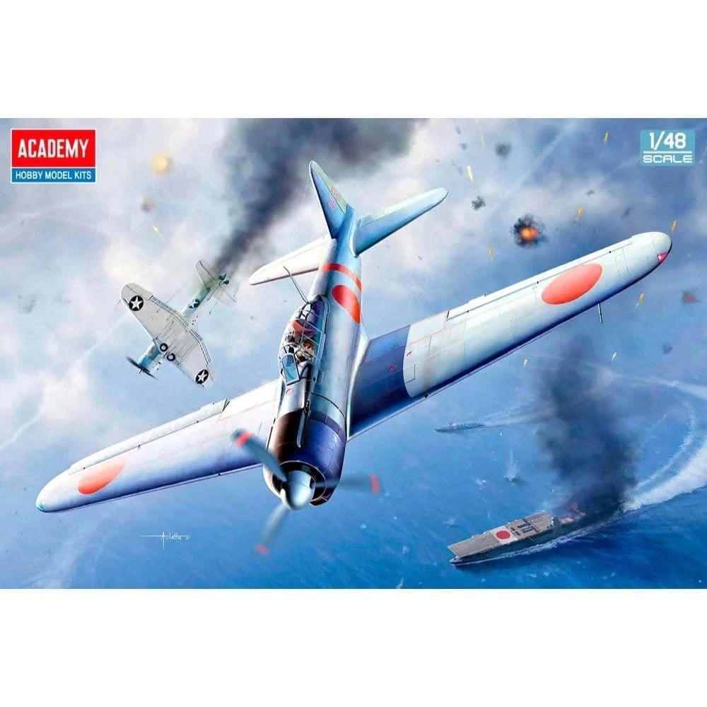 Academy 1/48 A6M2b Zero Fighter Model 21 Battle of Midway Plastic Model Kit - Hobbytech Toys