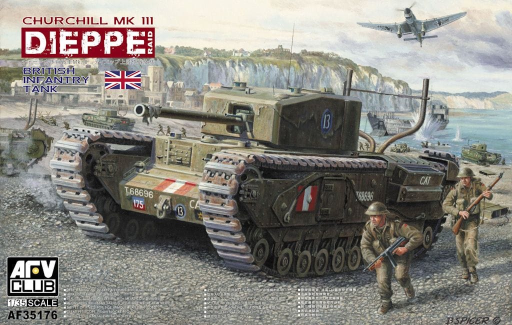 AFV Club 1/35 Churchill Mk.3 (Dieppie) Including Workable Track Plastic Model Kit - Hobbytech Toys