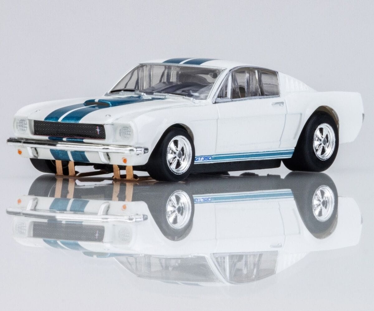 AFX 22068 1965 Ford Mustang Shelby GT350 White/Blue Slot Car - Hobbytech Toys
