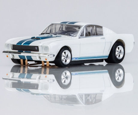 AFX 22068 1965 Ford Mustang Shelby GT350 White/Blue Slot Car - Hobbytech Toys