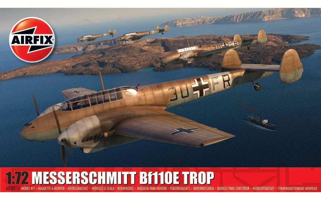 Airfix 03081A 1/72 Messerschmitt BF110E/E - 2 Trop Plastic Model Kit - Hobbytech Toys
