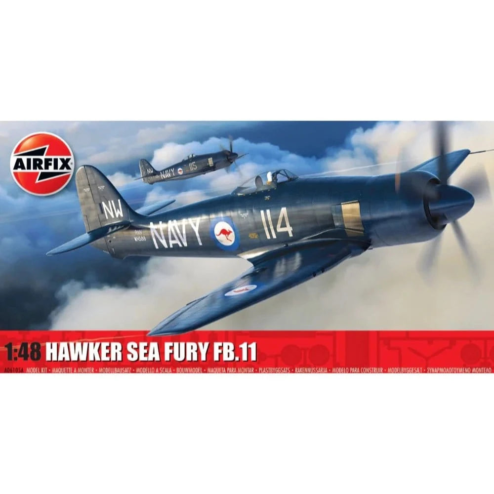 Airfix 06105A 1/48 Hawker Sea Fury FB.II Plastic Model Kit - Hobbytech Toys
