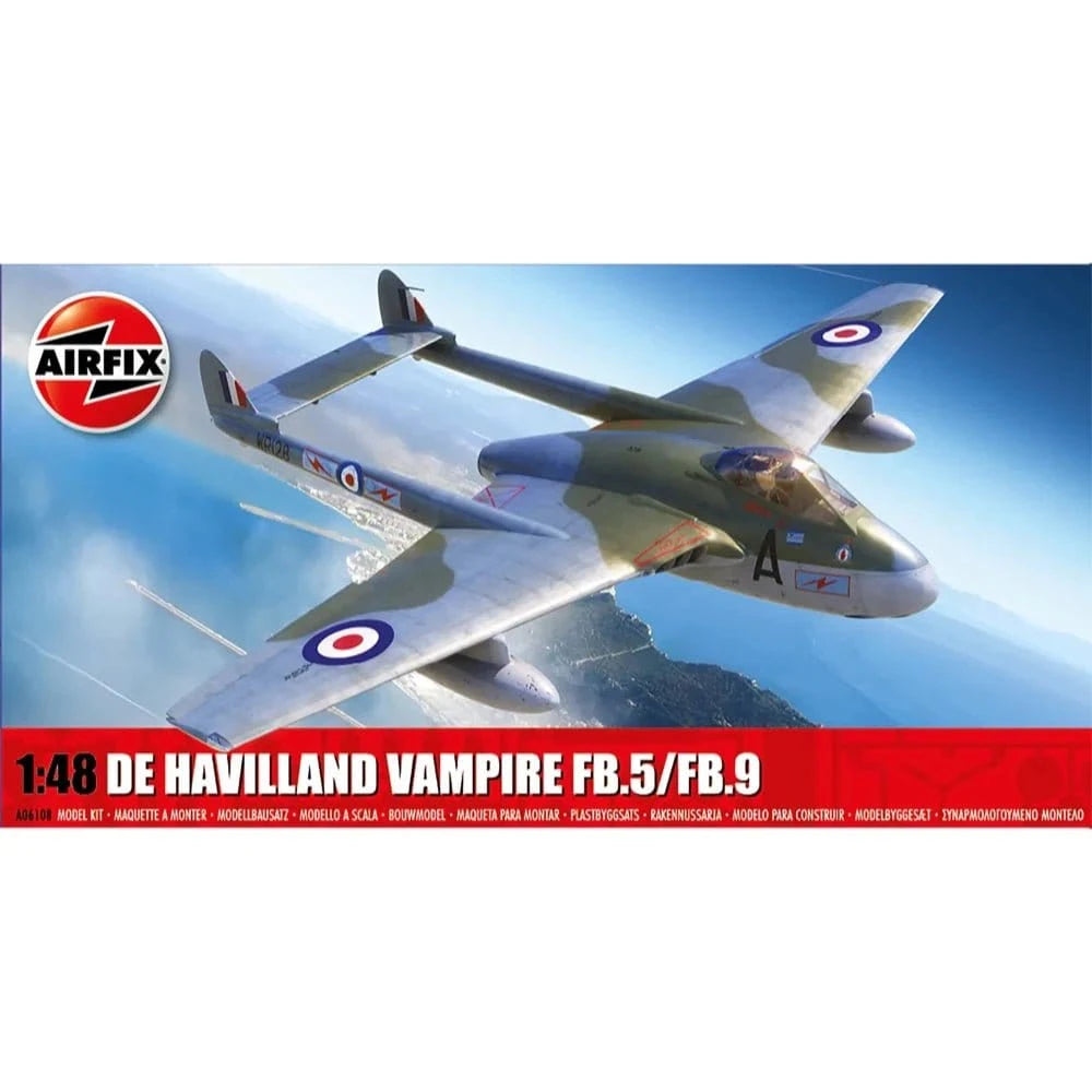 Airfix 06108 1/48 De Havilland Vampire FB.5/FB.9 Plastic Model Kit - Hobbytech Toys
