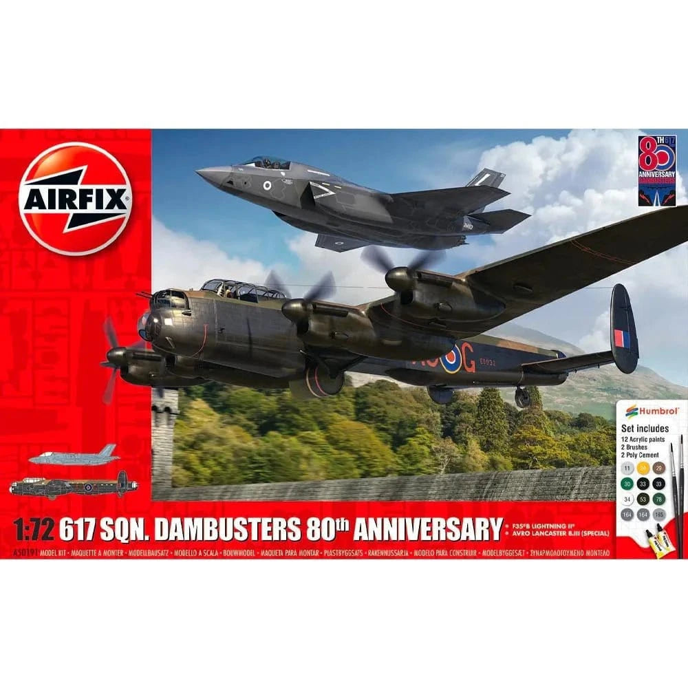 Airfix 50191 1/72 Dambusters 80th Anniversary Gift Set Avro Lancaster and Lockheed Martin F - 35B Lightning II Plastic Model Kit - Hobbytech Toys