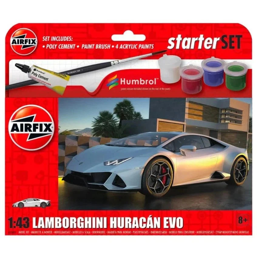 Airfix 55007 1/43 Lamborghini Huracan Plastic Model Starter Set - Hobbytech Toys