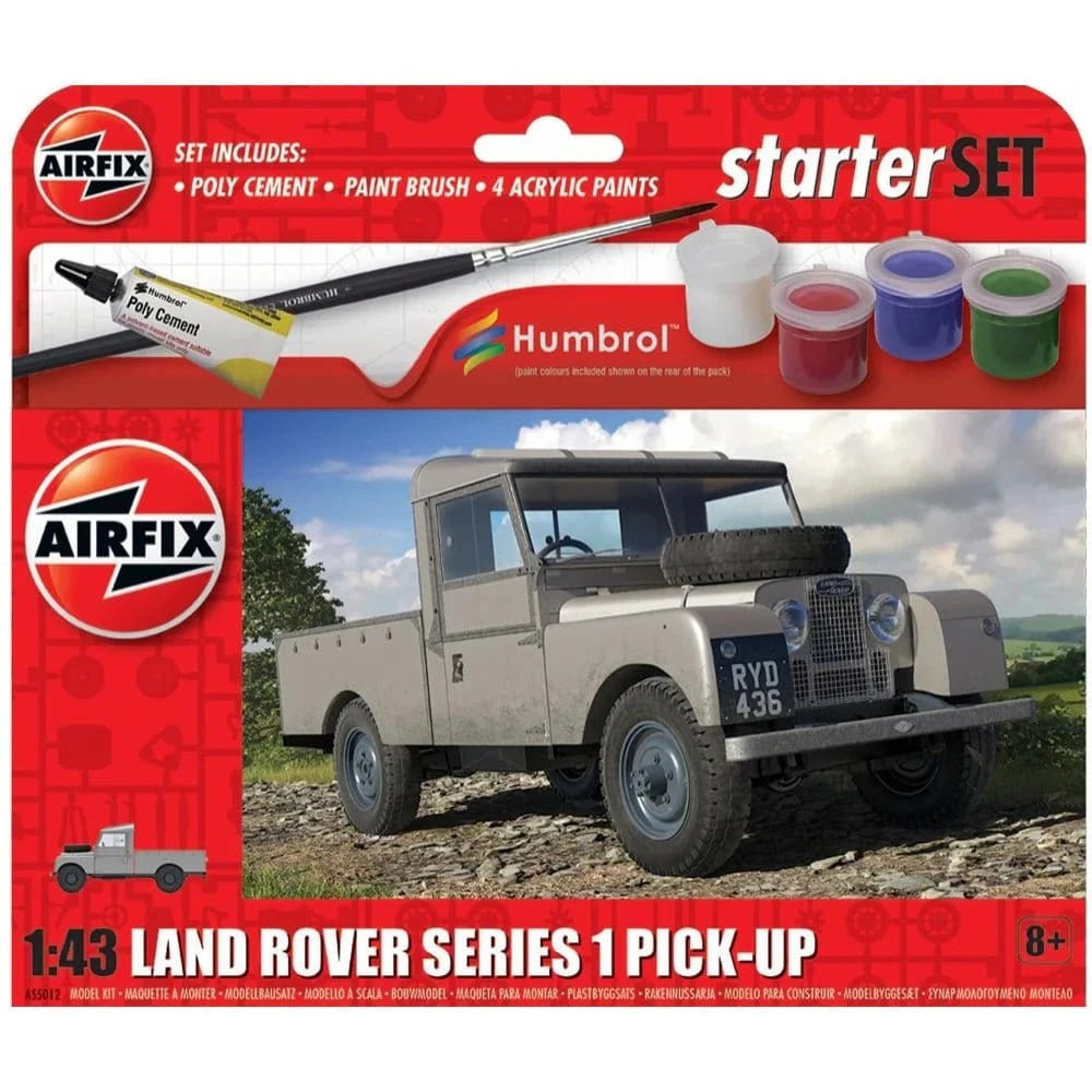 Airfix 55012 1/43 Land Rover Series 1 Plastic Model Starter Set - Hobbytech Toys