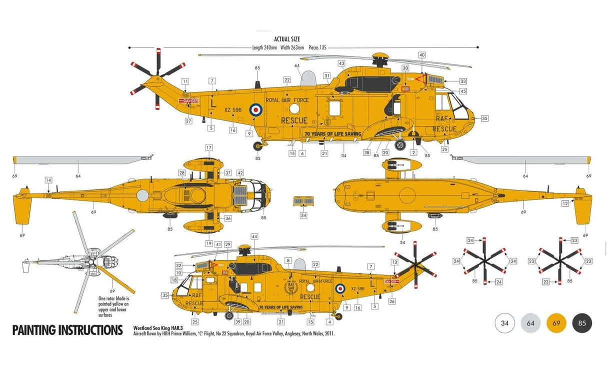 Airfix 55307B 1/72 Westland Sea King HAR.3 Plastic Model Starter Set - Hobbytech Toys