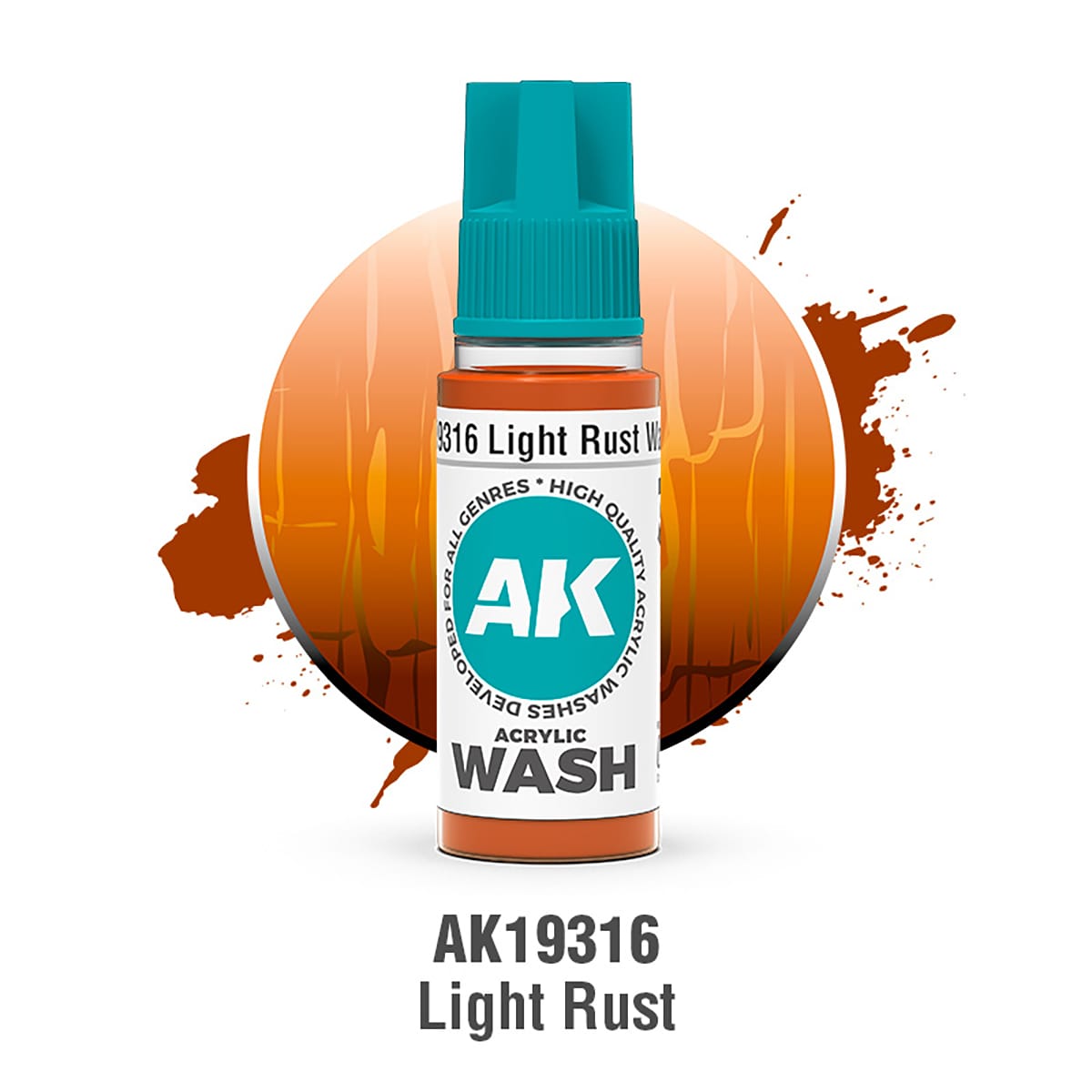 AK Interactive Acrylic Wash: Light Rust Wash 18ml