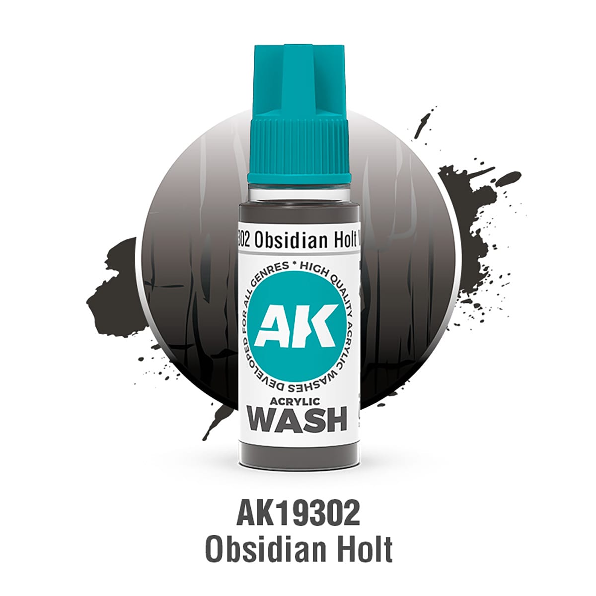 AK Interactive Acrylic Wash: Obsidian Holt Wash 18ml