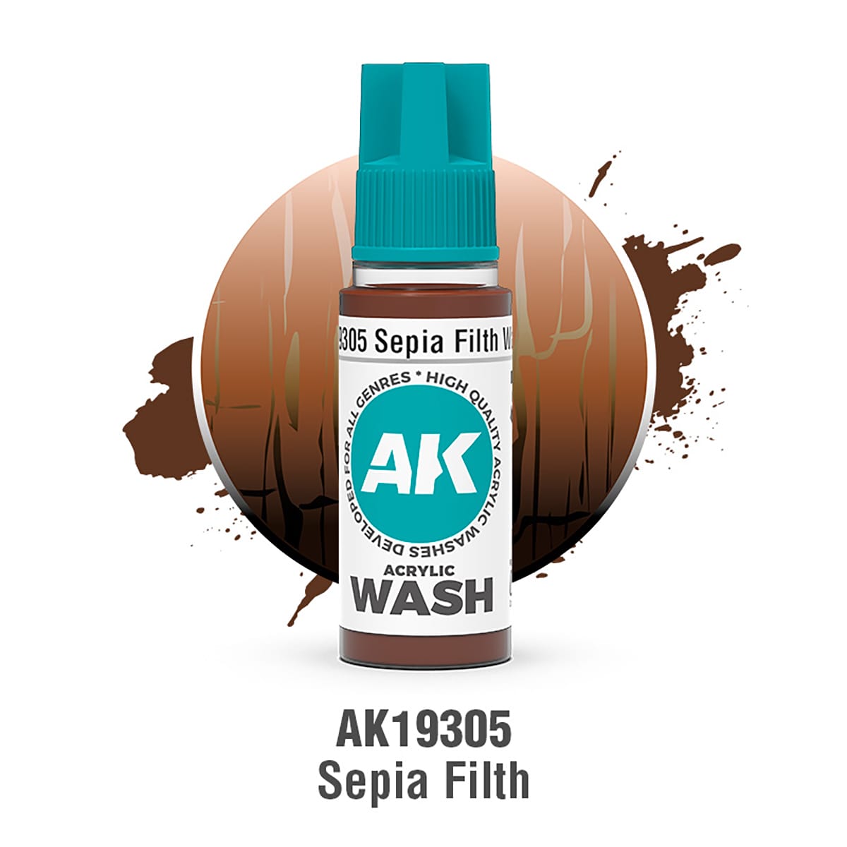 AK Interactive Acrylic Wash: Sepia Filth Wash 18ml