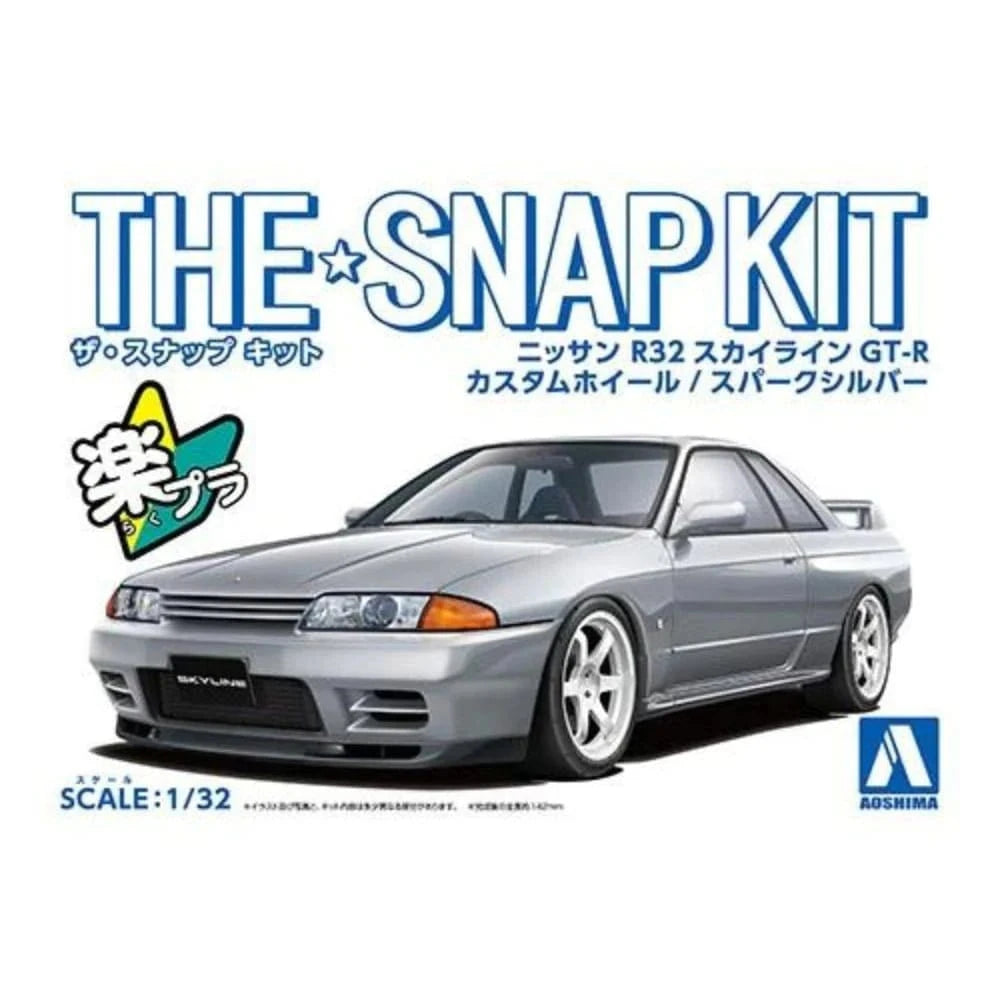Aoshima 1/32 SNAP NISSAN R32 SKYLINE GT - R CUSTOM WHEEL (Spark Silver) Kit - Hobbytech Toys