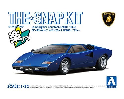 Aoshima 1/32 SNAP Lamborghini Countach LP400 (Blue) Kit - Hobbytech Toys