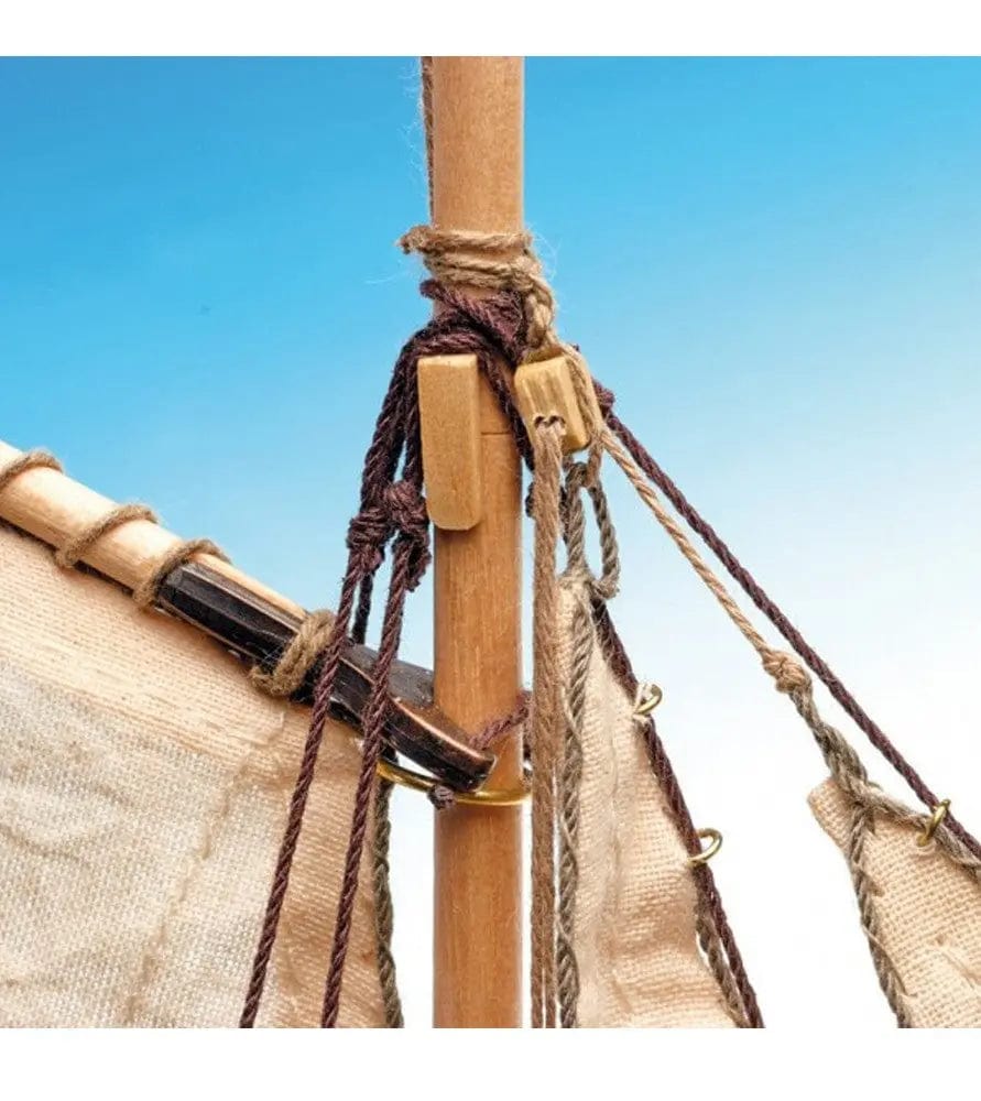 Wooden Classic Ship Model Kit - Rigged Wooden Mast and Ropes of Antique Sailing Vessel