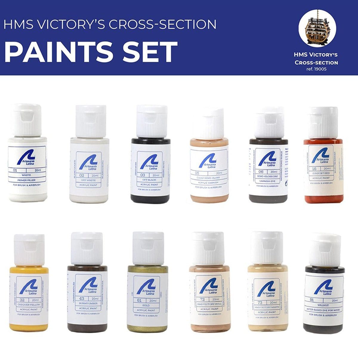 Artesania Paint Set for HMS Victory Cross - section #20500 - Hobbytech Toys