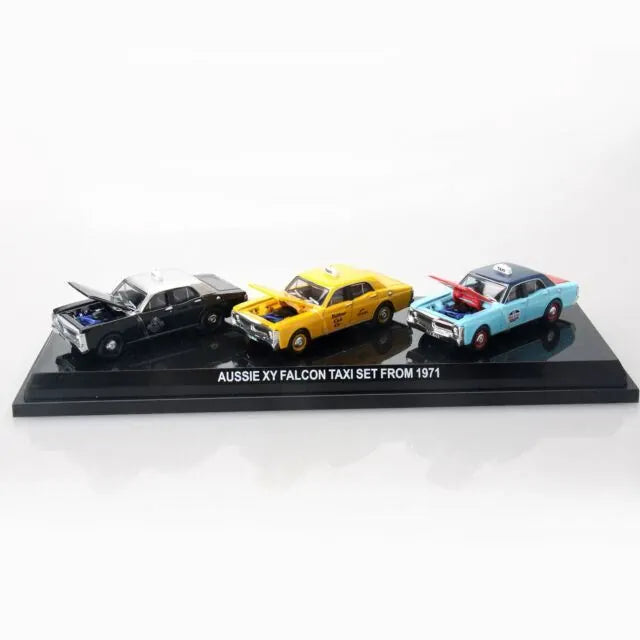 Aussie Road Ragers 1/64 1971 Ford XY GTHO Falcon Phase 3 -- 3-Pack Aussie Taxi Set