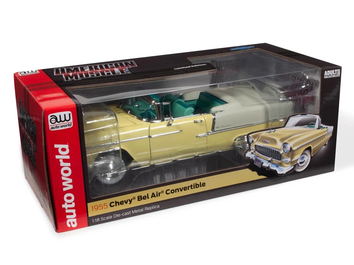 Autoworld 1/18 1955 Chevy Belair Convertible Diecast Model - Hobbytech Toys