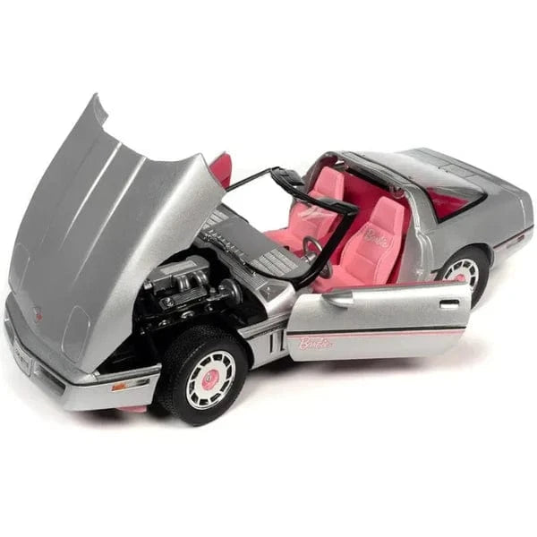 Autoworld 1/18 Barbie Silver/Pink 1986 Chevy Corvette Diecast Model