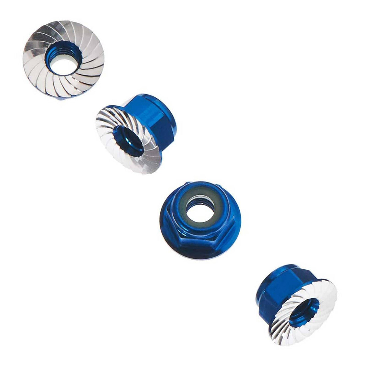 Axial AXIC1046 Wheel Nut M4 Serrated Blue (4)