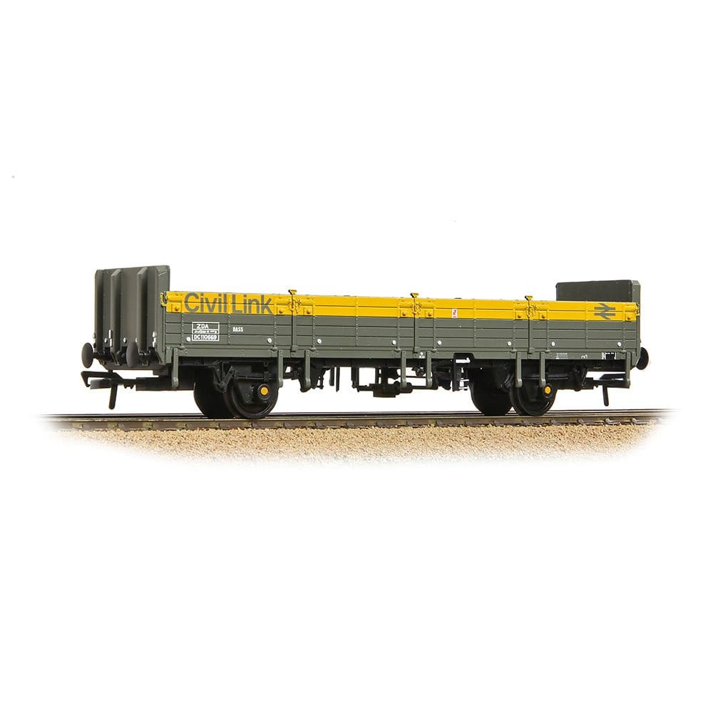 Bachmann Branchline OO Scale BR ZDA 'Bass' Open Wagon Low Ends BR Eng. 'Civil Link' Grey & Yellow - Hobbytech Toys