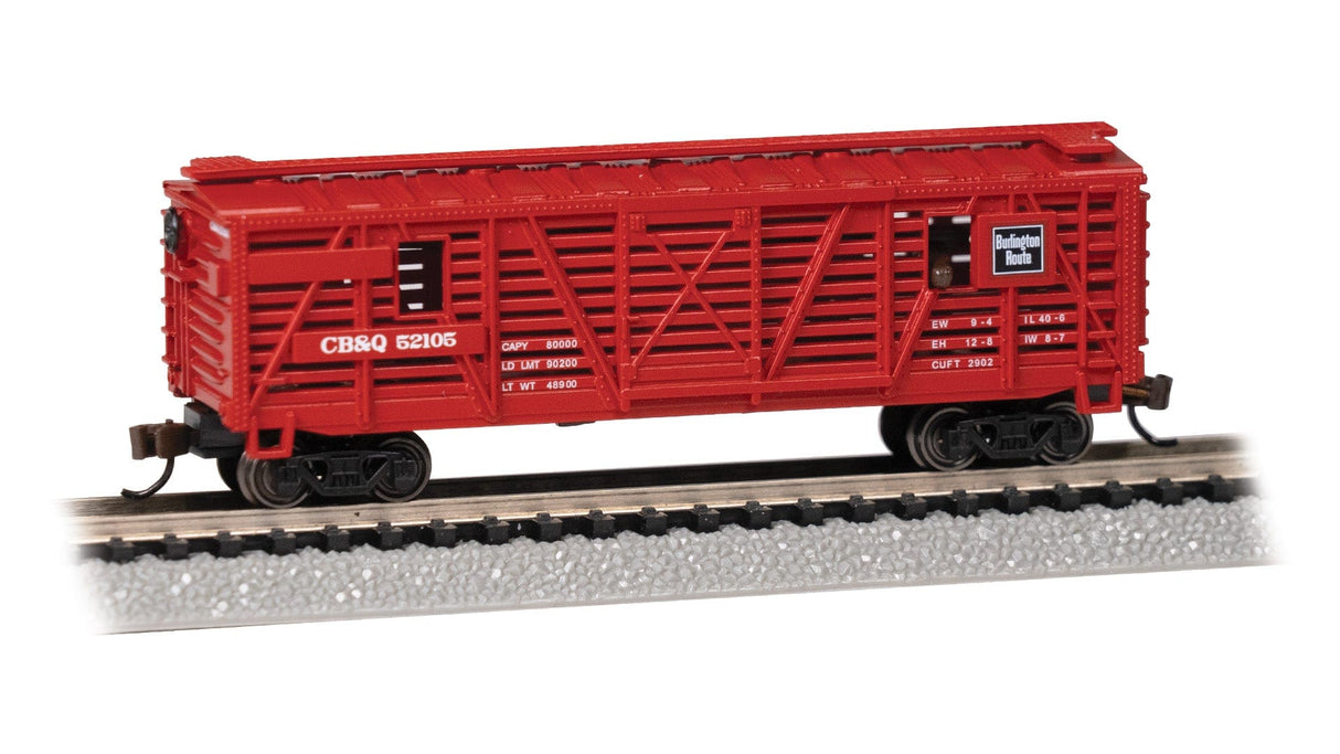 Bachmann N Scale CB&Q #52105 Animated Stock Car With Cattle**