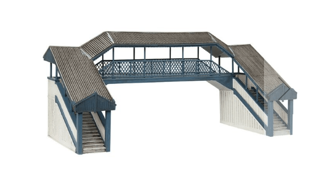 Bachmann Scenecraft 44 - 020B OO Covered Metal Footbridge Blue and - Hobbytech Toys