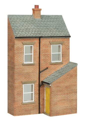 Bachmann Scenecraft 44 - 0216Y OO Scale Low Relief Rear of Terrace, Right Hand Door Yellow - Hobbytech Toys