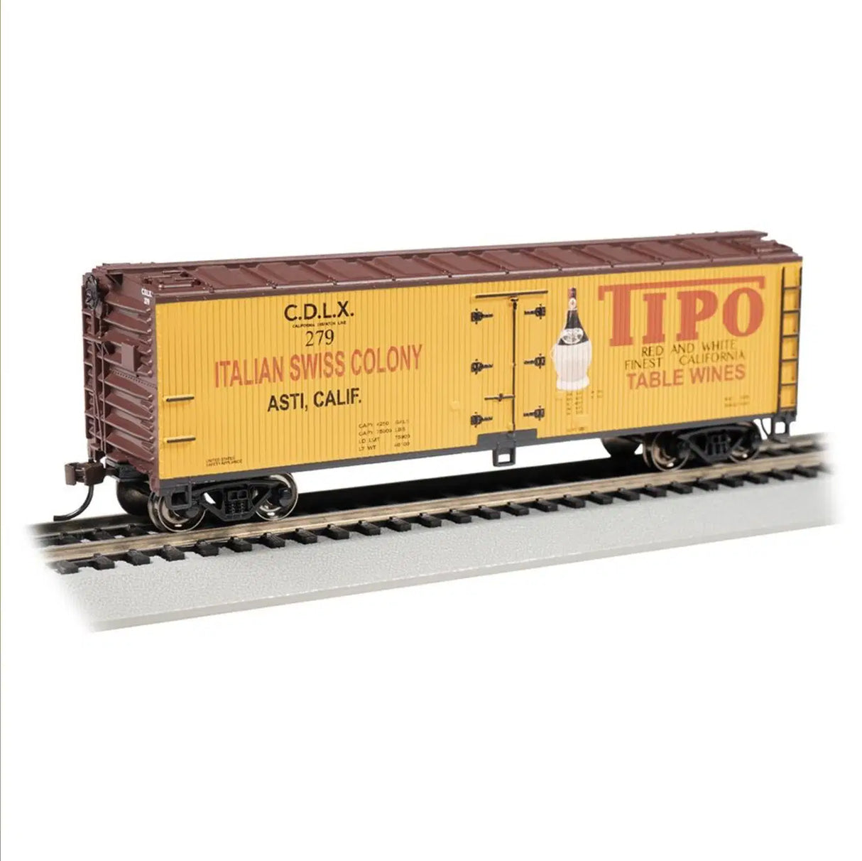 Bachmann USA HO Scale 40 Wood-Side Reefer - Tipo Table Wine