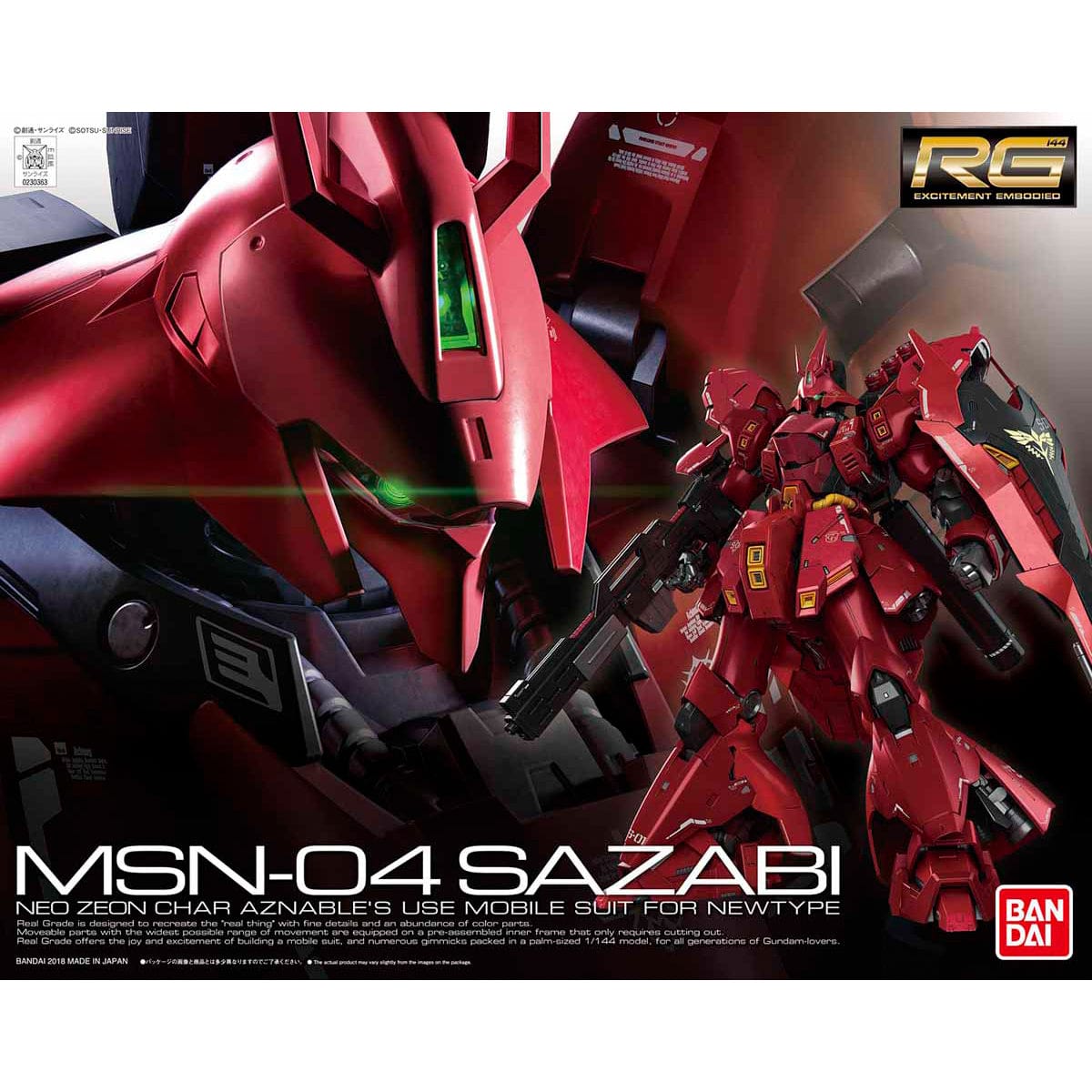 Bandai 5061605 RG 1/144 Sazabi - Hobbytech Toys