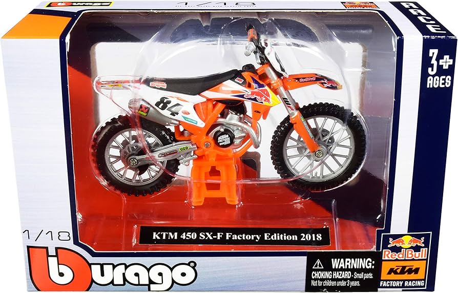 Bburago 1/18 2018 KTM 450 SX - F Factory Edition Herling Diecast Model - Hobbytech Toys