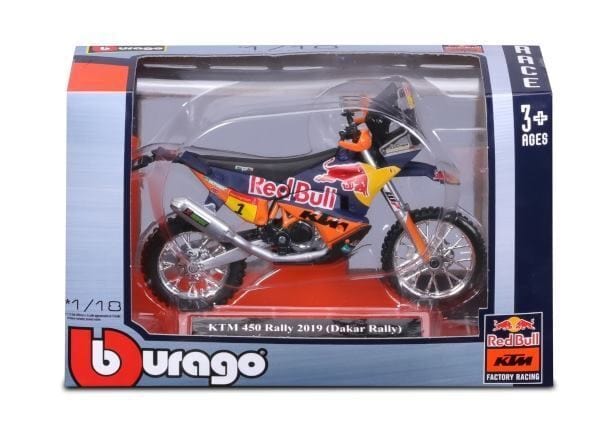 Bburago 1/18 2019 KTM 450 Dakar Rally Red Bull #1 Diecast Model - Hobbytech Toys