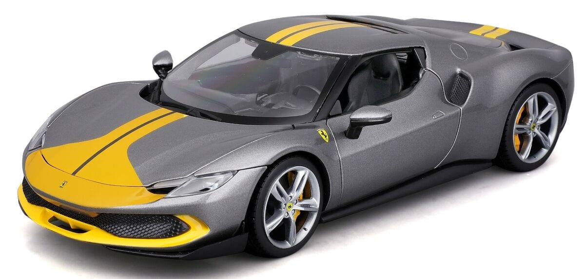 Bburago 1/18 2022 Ferrari 296 GTB Assetto Fiorano - Grigio Titanio Diecast Model - Hobbytech Toys