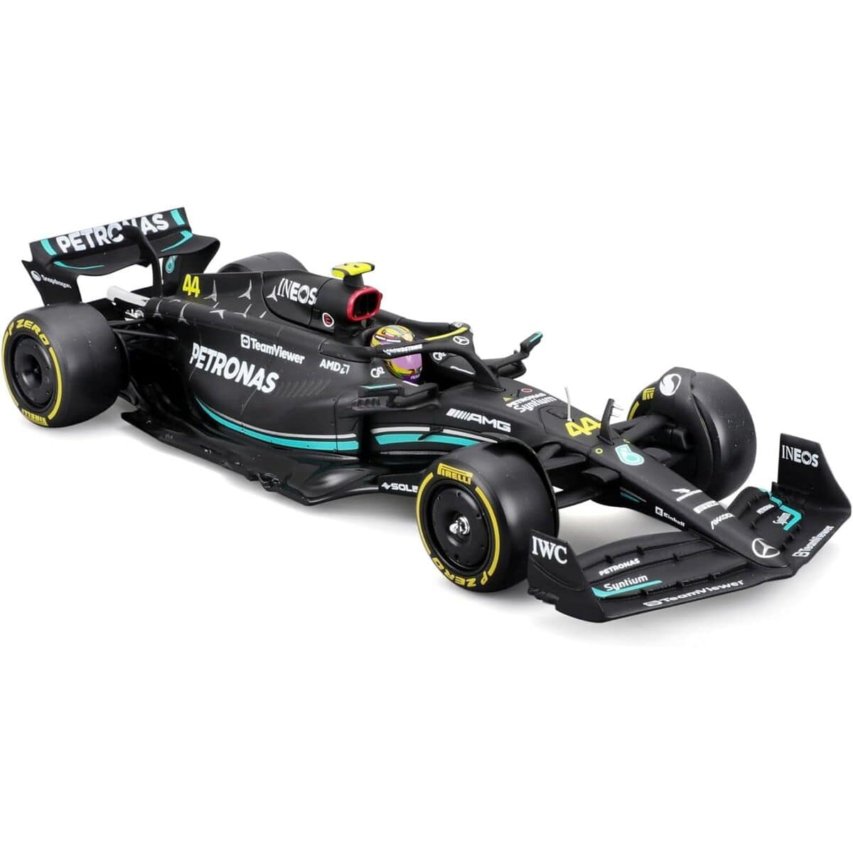 Bburago 1/24 2023 F - 1 Mercedes W 14 #44 Hamilton in Showcase Diecast Model - Hobbytech Toys