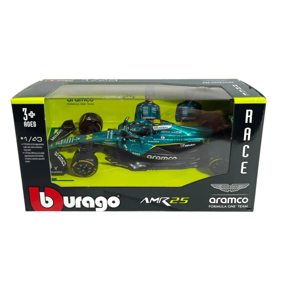 Bburago 1/43 2025 F1 Aston Martin AMR25 #14 Fernando Alonso Diecast Model