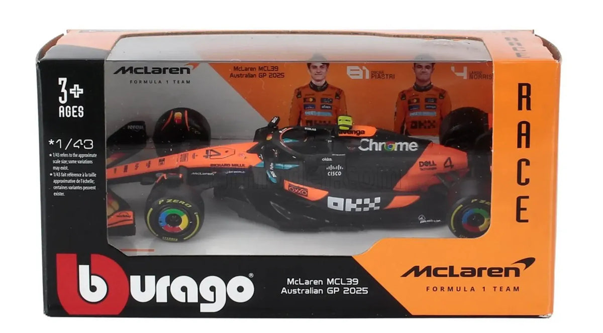 Bburago 1/43 2025 F1 McLaren MCL39 #4 Lando Norris Diecast Model