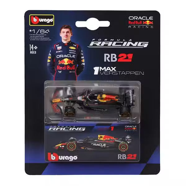 Bburago 1/64 2025 Red Bull Racing RB-21 w/Collector Box #1 Max Verstappen Diecast Model