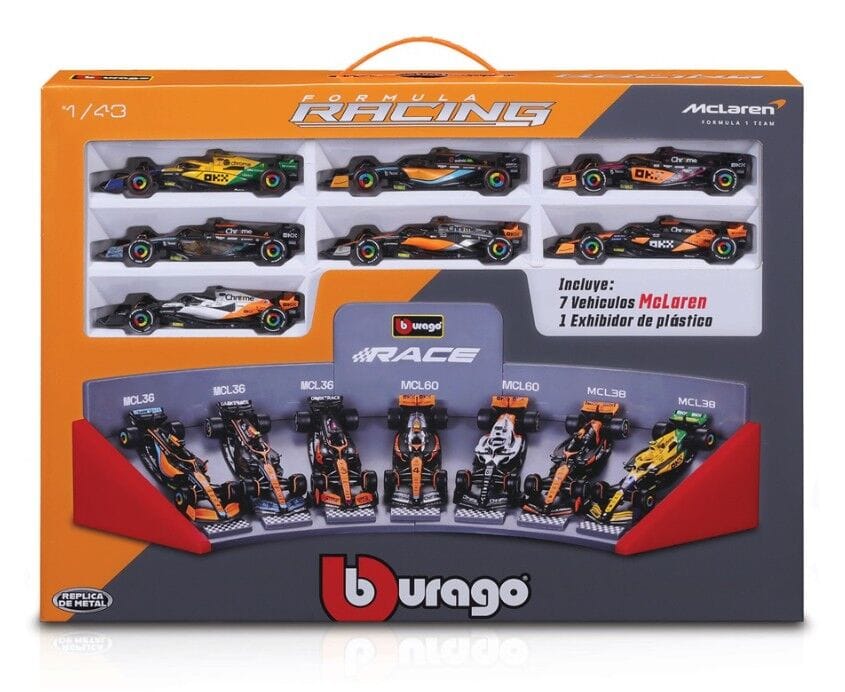 Bburago F1 1/43 Gift Set McLaren - 7 piece Collection & Display Stand