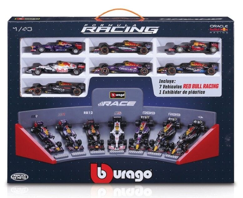 Bburago F1 1/43 Gift Set Red Bull - 7 piece Collection & Display Stand