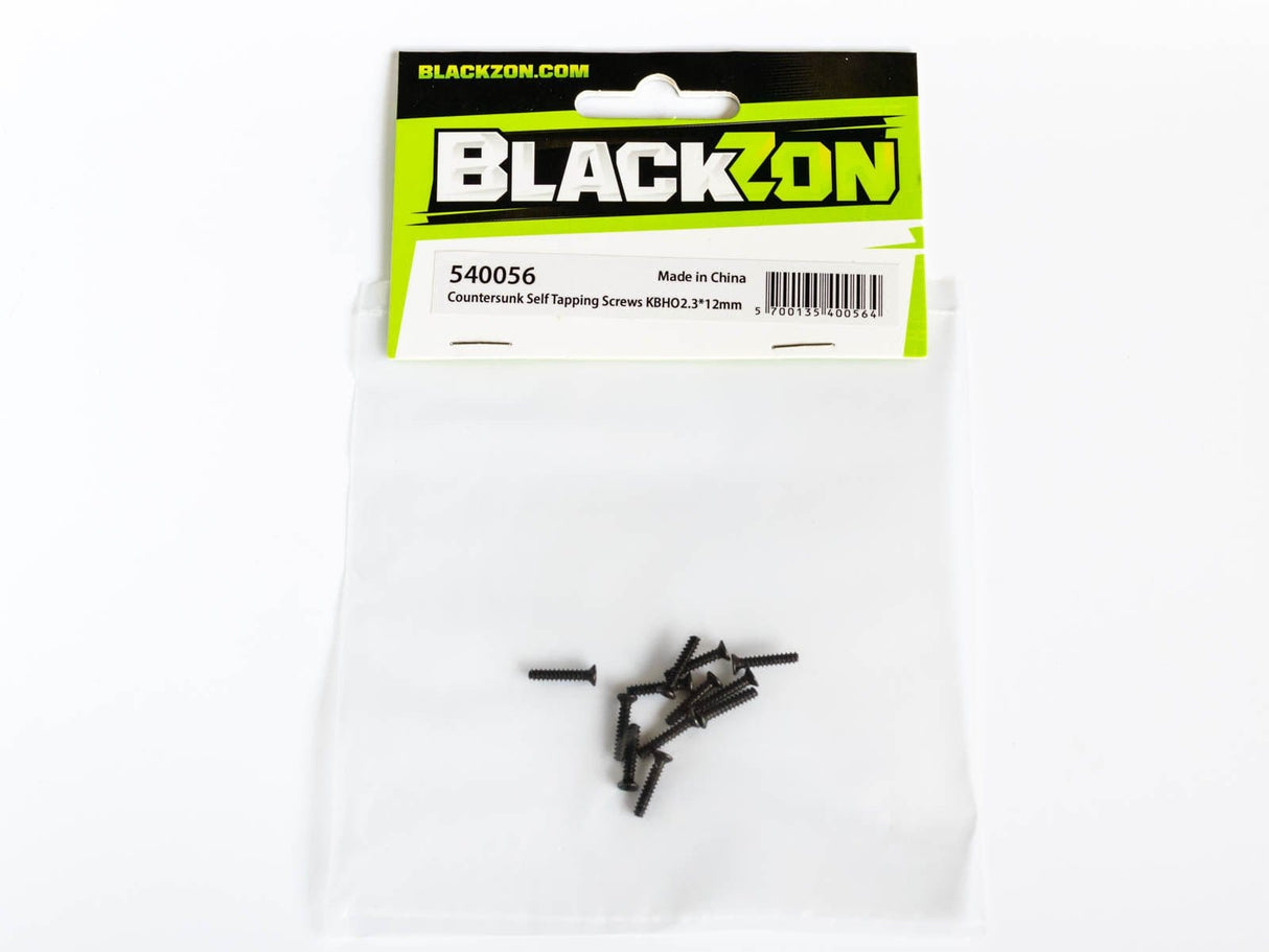 BlackZon 540056 Slyder Countersunk Self Tapping Screws 2.3x12mm (12pcs) - Hobbytech Toys