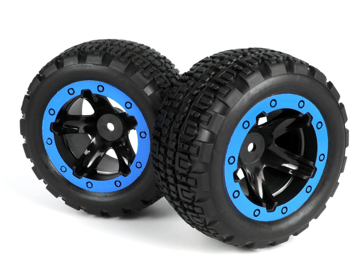 Blackzon 540109 Slyder MT Wheels/Tyres Assembled - Black/Blue (2pcs) - Hobbytech Toys