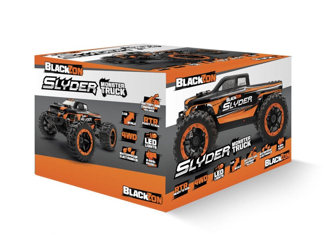 Blackzon Slyder MT 1/16 4WD Electric Monster Truck - Orange - Hobbytech Toys