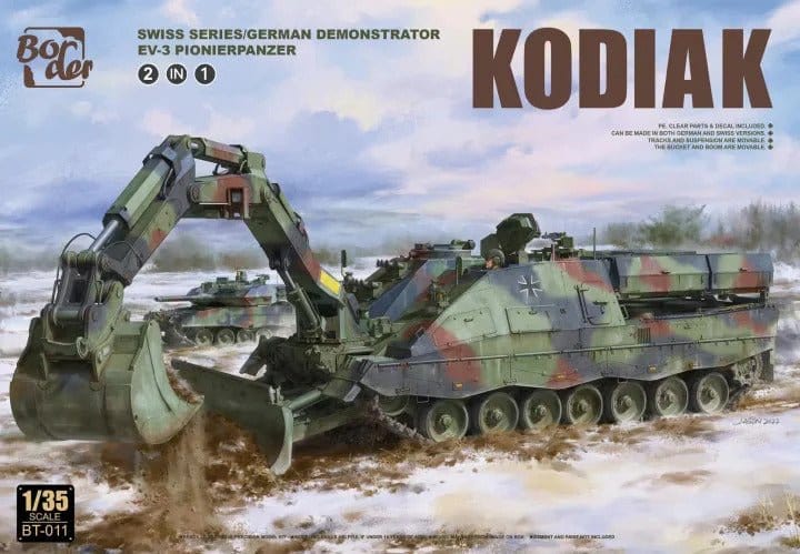 Border Model 1/35 Kodiak Swiss Series/German Demonstrator AEV - 3 Pionierpanzer (2 in 1) Plastic Model Kit - Hobbytech Toys
