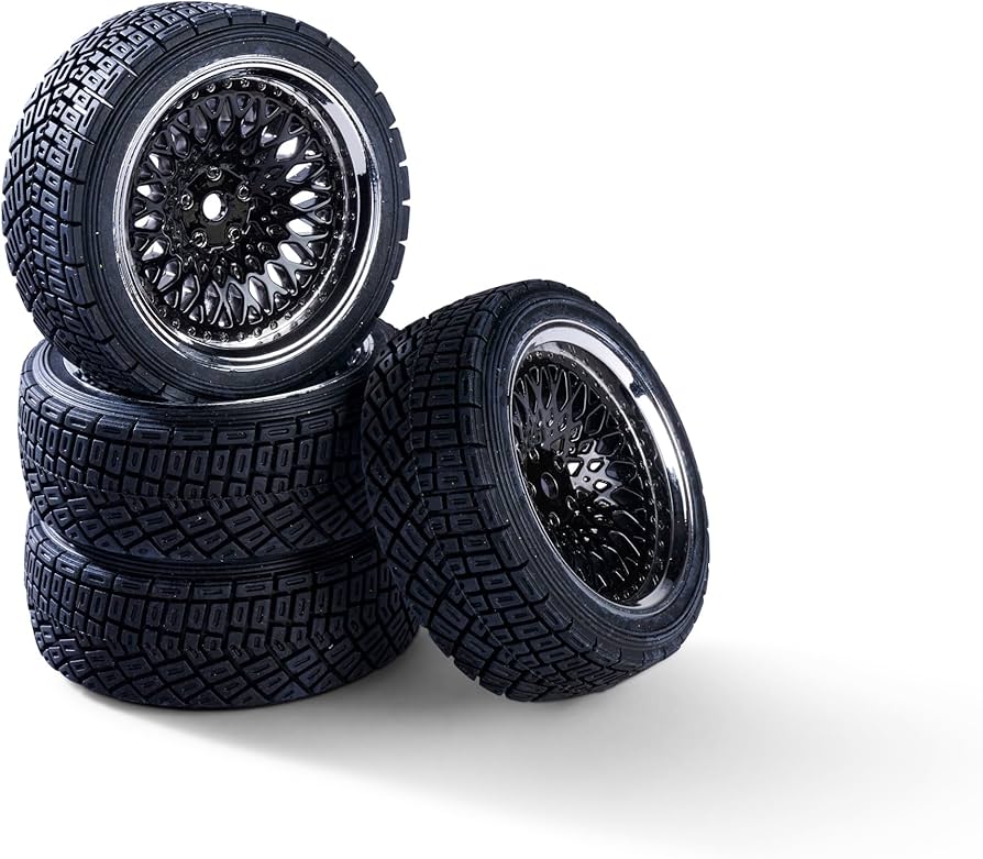 Carson 1/10 Wheel Set Rally Design Chrome/Black (4pcs) - Hobbytech Toys