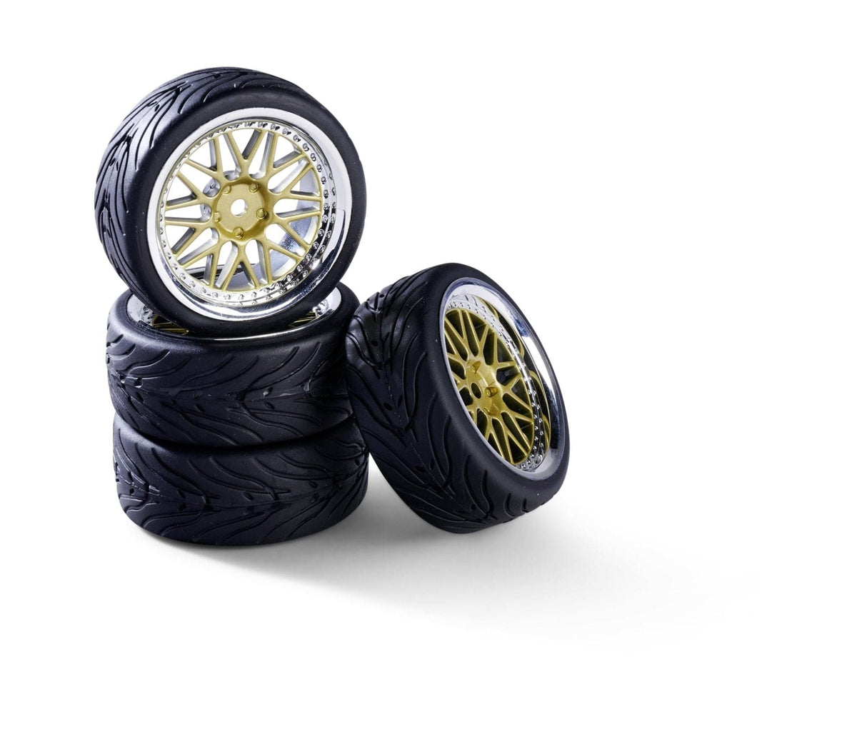 Carson 1/10 Wheel Set Y - Design Gold/Chrome (4pcs) - Hobbytech Toys