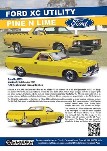 Classic Carlectables 18799 1/18 Ford XC Utility Pine N Lime Diecast Model - Hobbytech Toys