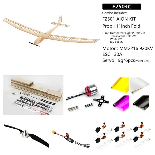 Dancing Wings 2.5m EP Glider Aion Balsa RC Plane Kit (Motor,ESC,Servos Included)